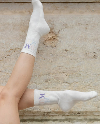 Yoga sports socks OM OM organic cotton Ava - white | color:weiß | yoga damen socken OM OM ava | bio baumwolle recyceltes polyester | sportsocken OM OM | yoga damen socken nachhaltig