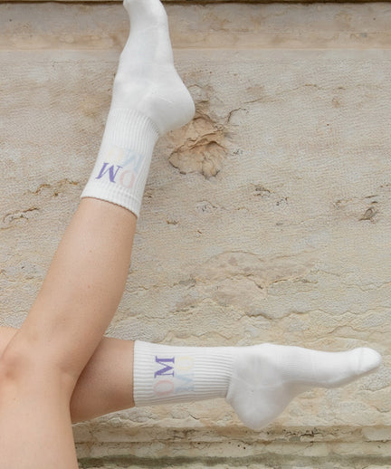 Yoga sports socks OM OM organic cotton Ava - white | color:weiß | yoga damen socken OM OM ava | bio baumwolle recyceltes polyester | sportsocken OM OM | yoga damen socken nachhaltig