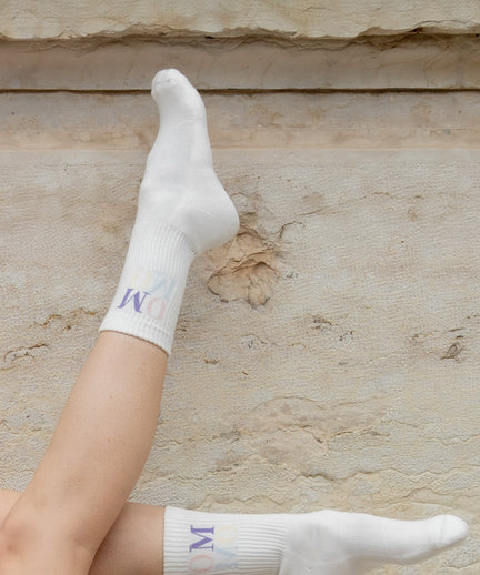 Yoga Sportsocken OM OM Bio Baumwolle Ava - weiß | color:weiß | yoga damen socken OM OM ava | bio baumwolle recyceltes polyester | sportsocken OM OM | yoga damen socken nachhaltig