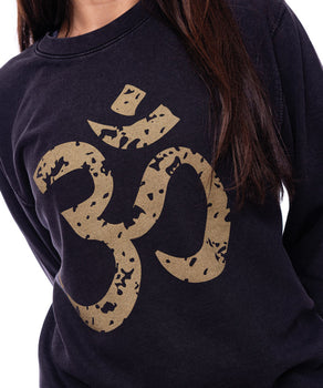 Yoga Loose Sweater OM by Jodie Roberts - schwarz | color:schwarz |damen yoga loose sweater om vintage look by jodie roberts 108 schwarz |bio baumwolle