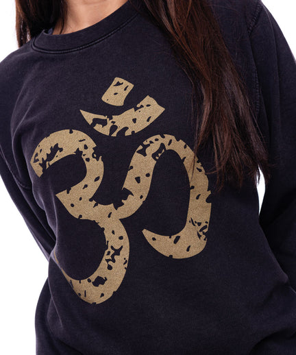 Yoga Loose Sweater OM by Jodie Roberts - black | color:schwarz |damen yoga loose sweater om vintage look by jodie roberts 108 schwarz |bio baumwolle