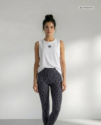 Yoga Athletic Tank 2.0 Cosmic Leopard Bio Baumwolle Tencel™ Tara - weiß Yoga Athletic Tank 2.0 Cosmic Leopard Bio Baumwolle Tencel™ Tara - weiß – AI GENERATED / KI-GENERIERT