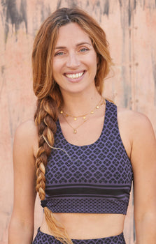 Yoga Bra Long Mosaic Tencel™ Organic Cotton Cali - blue | color:blau | yoga damen mosaik long bh cali | tencel bio baumwolle | bra mosaik print | yoga damen bh nachhaltig