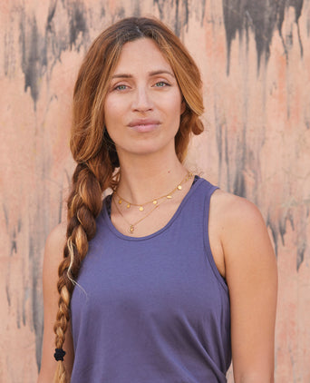 Yoga Basic Loose Tank Bio Baumwolle Tencel™ Tali - blau | color:blau | yoga damen basic loose tank top tali | bio baumwolle tencel | top basic | yoga damen tank top nachhaltig