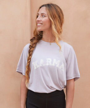 Yoga Boxy T-Shirt Karma Organic Cotton Tencel™ Sora - purple | color:lila | yoga damen boxy t-shirt sora | bio baumwolle tencel | t-shirt karma | yoga damen t-shirt nachhaltig