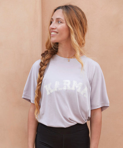 Yoga Boxy T-Shirt Karma Organic Cotton Tencel™ Sora - purple | color:lila | yoga damen boxy t-shirt sora | bio baumwolle tencel | t-shirt karma | yoga damen t-shirt nachhaltig
