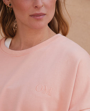 Yoga Loose Sweater OM Bio Baumwolle Pia - rosa | color:rosa | yoga Loose Sweater OM Bio Baumwolle Pia | bio baumwolle | sweatshirt om stick | yoga damen pullover nachhaltig