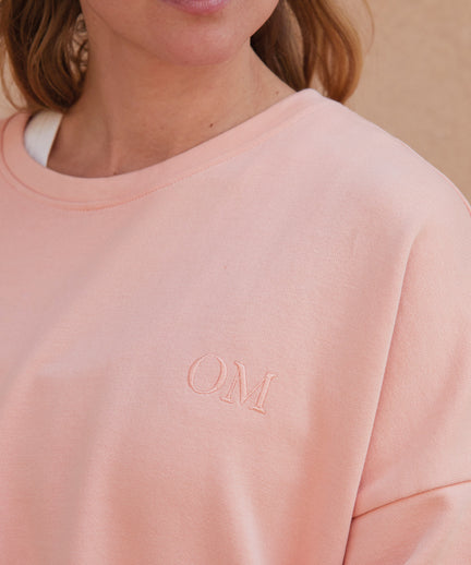 Yoga Loose Sweater OM organic cotton Pia - pink | color:rosa | yoga Loose Sweater OM Bio Baumwolle Pia | bio baumwolle | sweatshirt om stick | yoga damen pullover nachhaltig