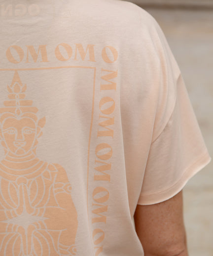 Yoga Loose T-Shirt Miracle Organic Cotton Tencel™ Sue - pink | color:rosa | yoga damen loose t-shirt sue | bio baumwolle tencel | t-shirt buddha OM | yoga damen t-shirt nachhaltig