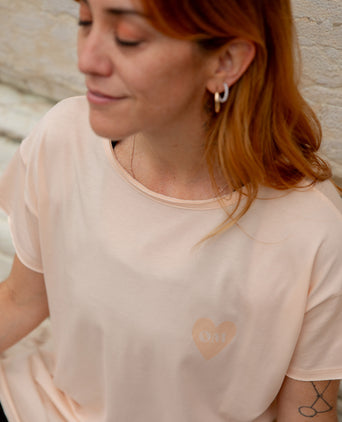 Yoga Loose T-Shirt Miracle Organic Cotton Tencel™ Sue - pink | color:rosa | yoga damen loose t-shirt sue | bio baumwolle tencel | t-shirt buddha OM | yoga damen t-shirt nachhaltig