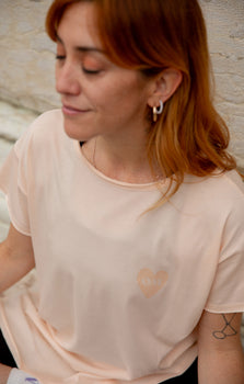 Yoga Loose T-Shirt Miracle Organic Cotton Tencel™ Sue - pink | color:rosa | yoga damen loose t-shirt sue | bio baumwolle tencel | t-shirt buddha OM | yoga damen t-shirt nachhaltig