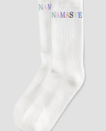 Yoga Sportsocken Namaste 2.0 Bio Baumwolle Ava - weiß | color:weiss | yoga damen yoga socken namaste ava | bio baumwolle recycelt polyester | yoga sportsocken namaste | yoga damen yoga sportsocken nachhaltig