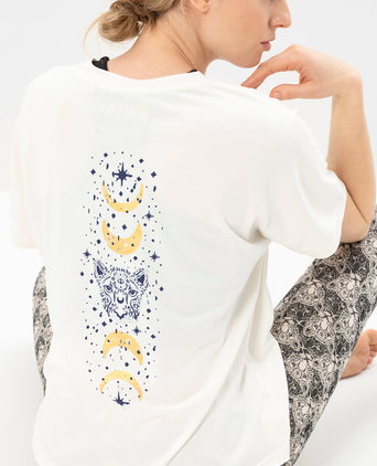 Yoga Boxy T-Shirt Moonlight Organic Cotton Tencel™ Sora- white | color:weiß | yoga damen boxy t-shirt sora | bio baumwolle tencel | t-shirt moonlight leo moon | yoga damen t-shirt nachhaltig