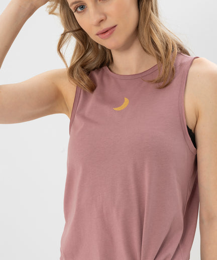 Yoga Knot Tank Moon Organic Cotton Tencel™ Tari - pink | color:rosa | yoga damen loose knoten tank top tari | bio baumwolle tencel | top moon knoten | yoga damen tank top nachhaltig