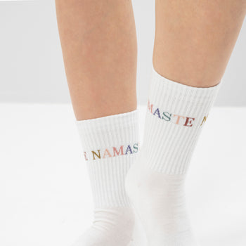 Yoga Sportsocken Namaste Bio Baumwolle Ava - weiß | color:weiß | yoga damen socken namaste ava | bio baumwolle recyceltes polyester | sportsocken namaste | yoga damen socken nachhaltig