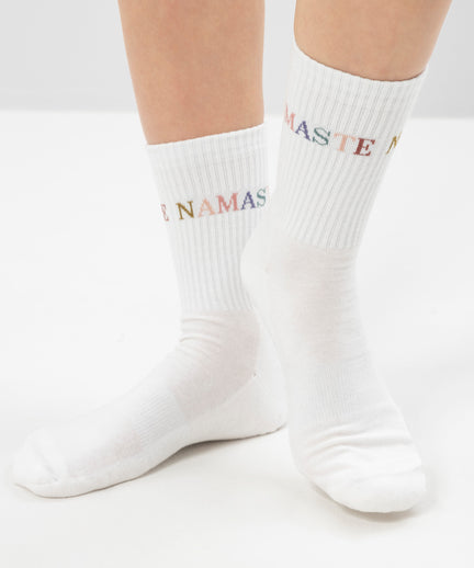 Yoga sports socks Namaste organic cotton Ava - white | color:weiß | yoga damen socken namaste ava | bio baumwolle recyceltes polyester | sportsocken namaste | yoga damen socken nachhaltig