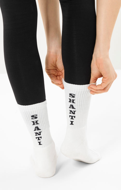 | color:weiß | yoga damen socken shanti shanti ava | bio baumwolle recyceltes polyester | sportsocken namaste | yoga damen socken nachhaltig