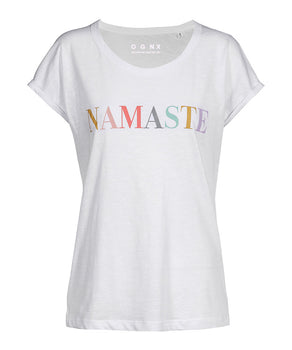Sommer T-Shirt Namaste Bio Baumwolle - weiß | color:weiß |yoga sommer t-shirt namaste weiß