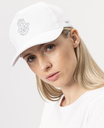 Yoga Cap Hamsa organic cotton - white | color:weiss |yoga cap weiss hamsa hand