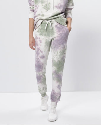Jog pants batik organic cotton - white | color:grün |batik hose weiss grün
