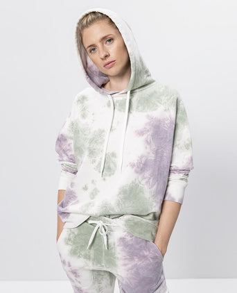 Batik Hoodie organic cotton - white | color:grün |Batik Hoodie grün lila