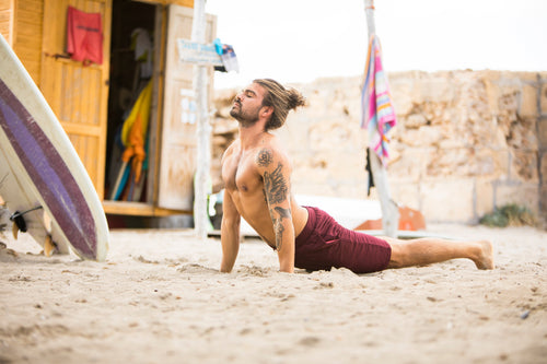 | color:red |yoga shorts men red