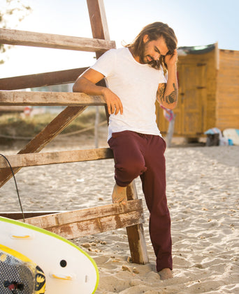 Fitted pants organic cotton - red | color:rot |yoga hose männer rot