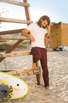 Fitted pants organic cotton - red | color:rot |yoga hose männer rot