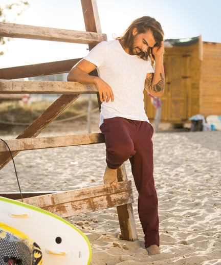 Fitted pants organic cotton - red | color:rot |yoga hose männer rot
