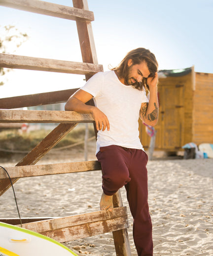 Fitted Pants Bio Baumwolle - rot | color:rot |yoga hose männer rot