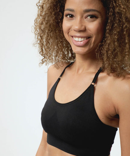 Sport Bra Crossback - Medium Support - black | color:schwarz |yoga bh schwarz mittlerer halt