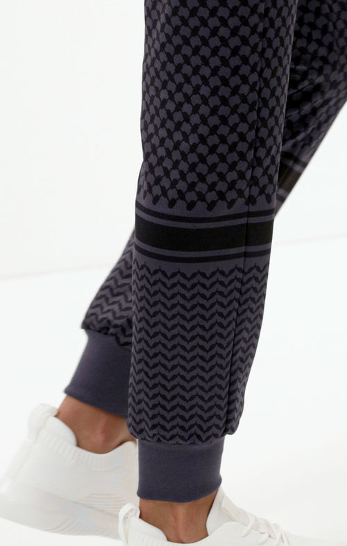 | color:blau |yoga pants blau keffiah muster |yoga kleidung