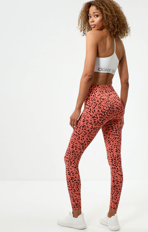| color:orange |sport leggings yoga polyester orange gemustert