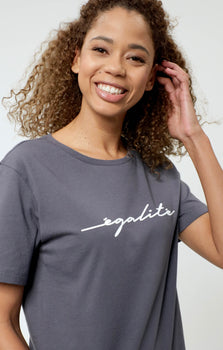 Loose T-Shirt egalite organic cotton - gray | color:grau |t-shirt egalite bio baumwolle grau
