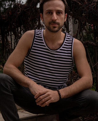 Tank Perfect Basic organic cotton - white | color:weiss |yoga tank gestreift männer