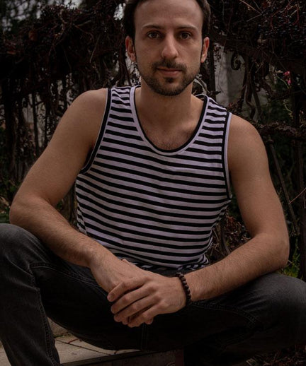 Tank Perfect Basic organic cotton - white | color:weiss |yoga tank gestreift männer