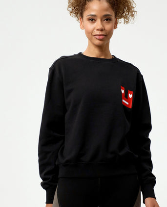 Sweatshirt Smile Bio Baumwolle - schwarz | color:schwarz |yoga sweater smiley schwarz bio baumwolle