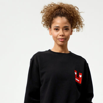 Sweatshirt Smile Bio Baumwolle - schwarz | color:schwarz |yoga sweater smiley schwarz bio baumwolle
