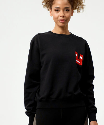 Sweatshirt Smile organic cotton - black | color:schwarz |yoga sweater smiley schwarz bio baumwolle