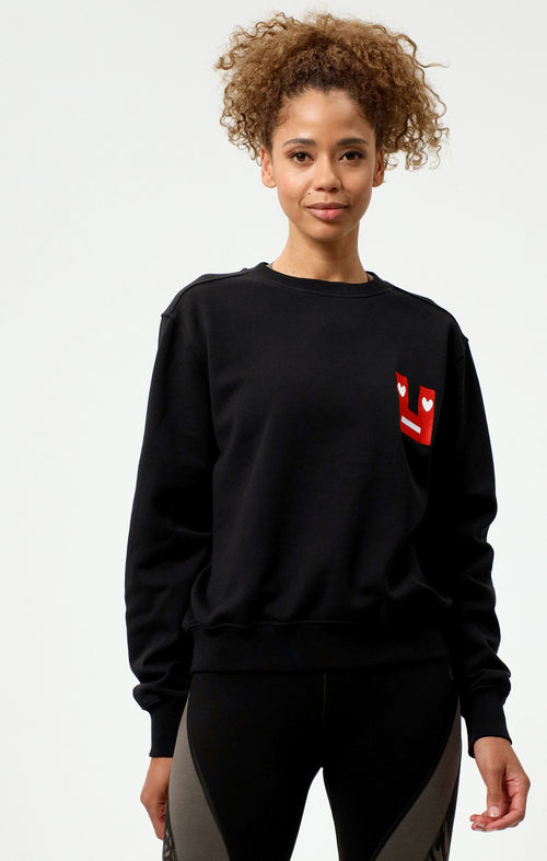 | color:schwarz |yoga sweater smiley schwarz bio baumwolle