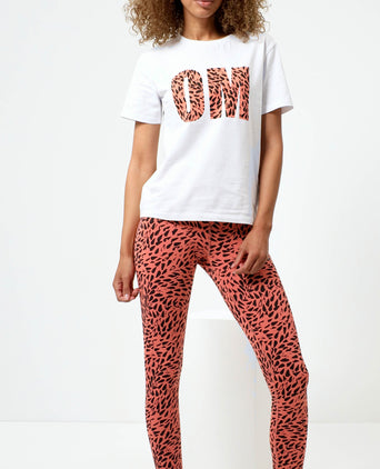 Leggings Leaf Polyamide ♻️ - orange | color:orange |sport leggings yoga polyester orange gemustert