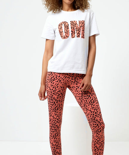 Leggings Leaf Polyamide ♻️ - orange | color:orange |sport leggings yoga polyester orange gemustert