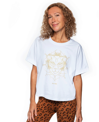 Boxy T-Shirt Leopard by Ranja Weis - white | color:weiß |yoga t-shirt ranja weis yoga |t-shirt leopard