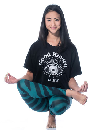 Boxy T-Shirt Good Karma Crew by LYLA Soul Yoga - black | color:schwarz |yoga t-shirt LYLA Soul Yoga schwarz yoga |t-shirt Good Karma Crew ognx 108
