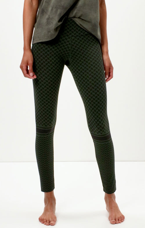 | color:grün |yoga leggings grün baumwolle keffiah