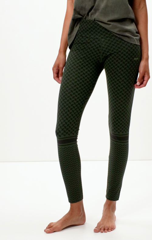 | color:grün |yoga leggings grün baumwolle keffiah