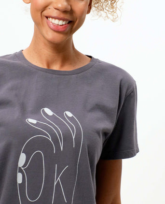 Vintage Cotton Loose T-Shirt OK Bio Baumwolle - grau | color:grau |t-shirt ok hand grau bio baumwolle