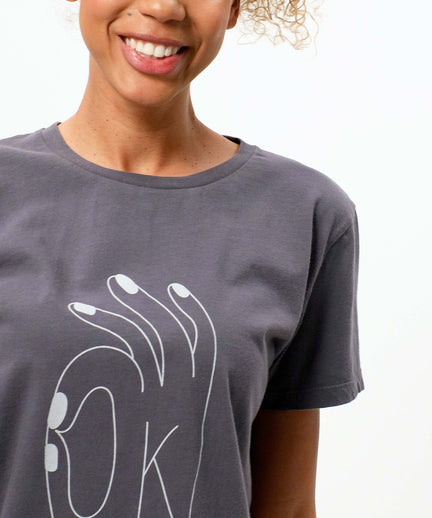 Vintage Cotton Loose T-Shirt OK organic cotton - gray | color:grau |t-shirt ok hand grau bio baumwolle