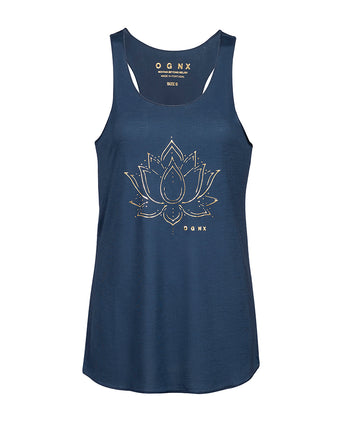 Loose Tank Lotus Flower Tencel™ - blue | color:blau |yoga tank lotus flower tencel |yoga kleidung