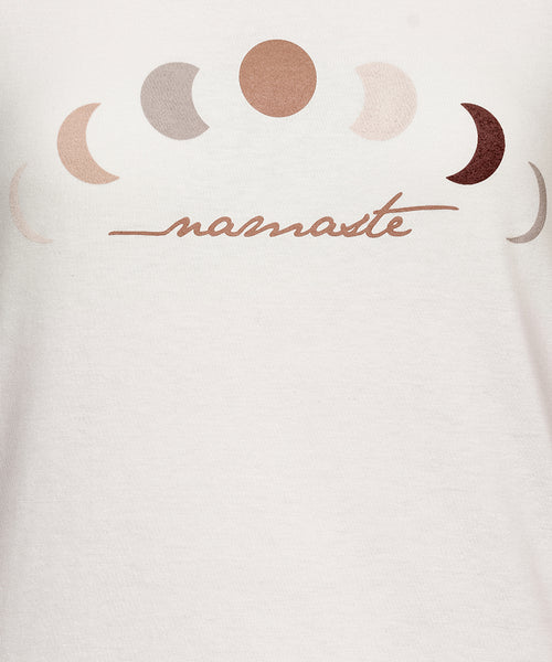 | color:weiss |yoga t-shirt namaste mond druck weiss